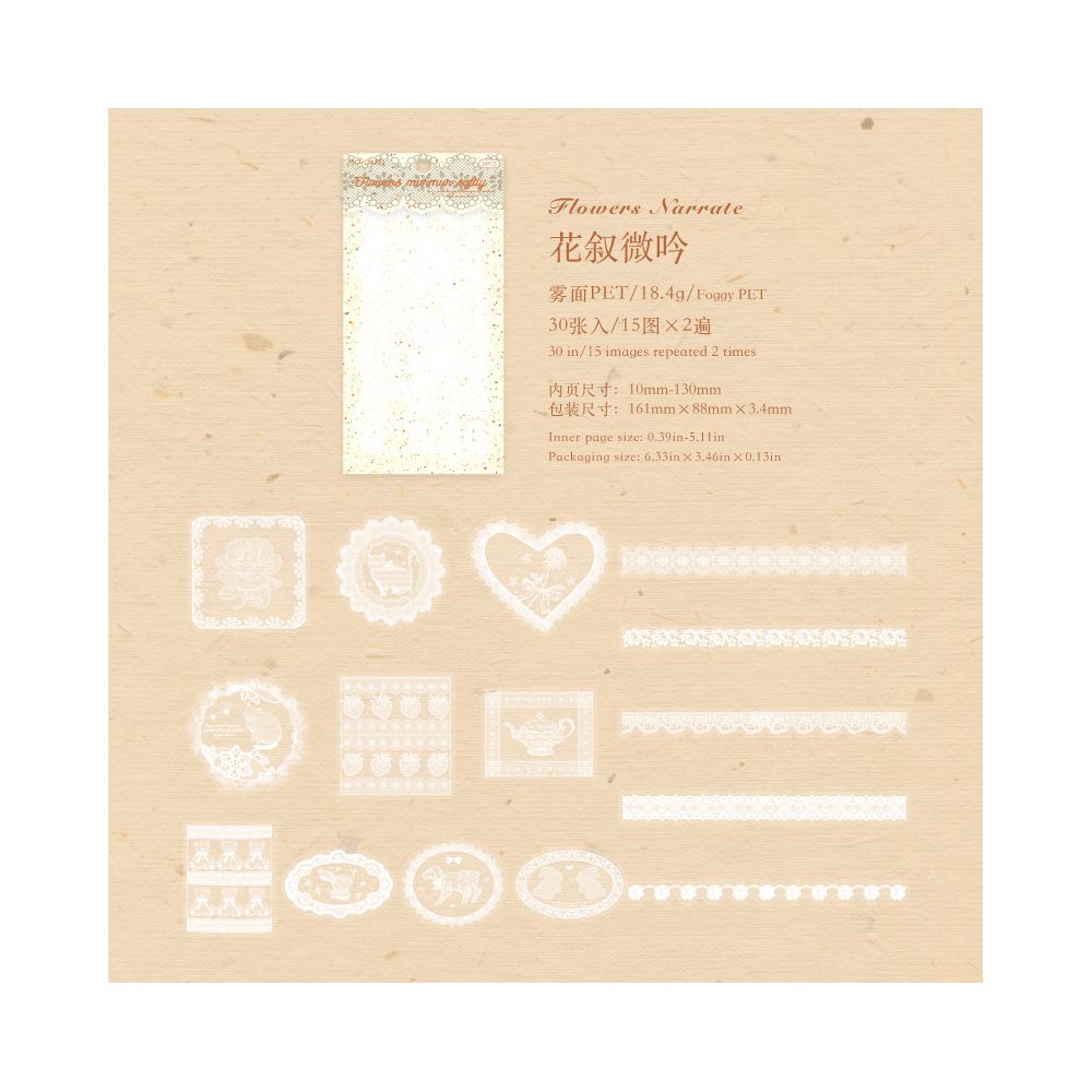 Lace Story Series Retro PET Stickers 6 Types image 9