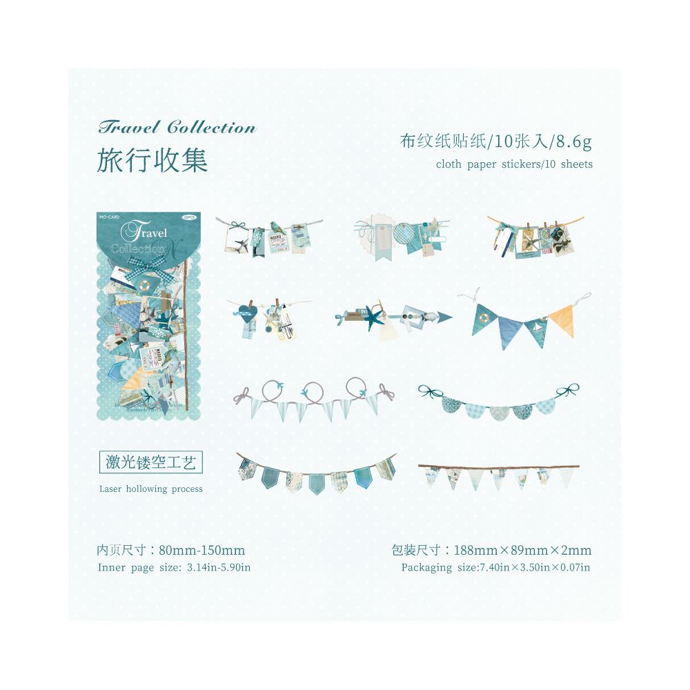 Handmade Party Series Retro Hard Card Stickers 6 Styles 10 Pcs