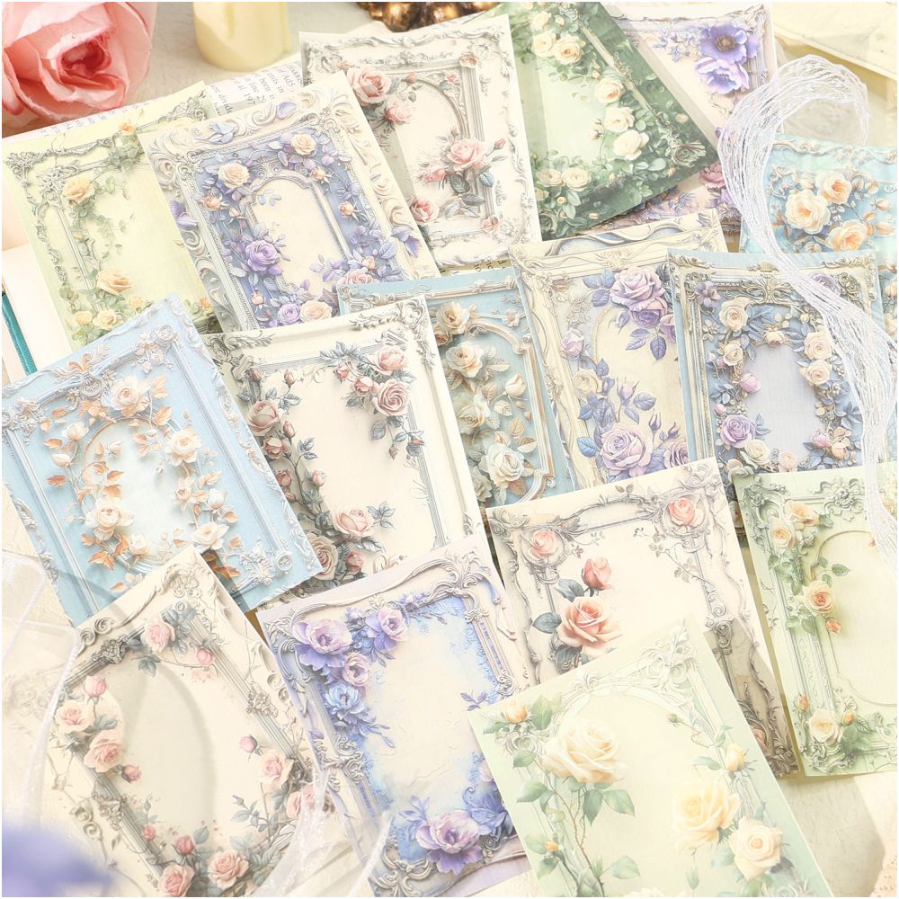 Light Flower Border Series Retro Material Paper 4 Options image 2