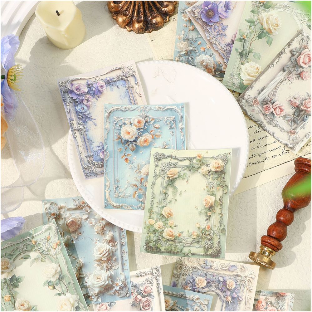 Light Flower Border Series Retro Material Paper 4 Options image 3