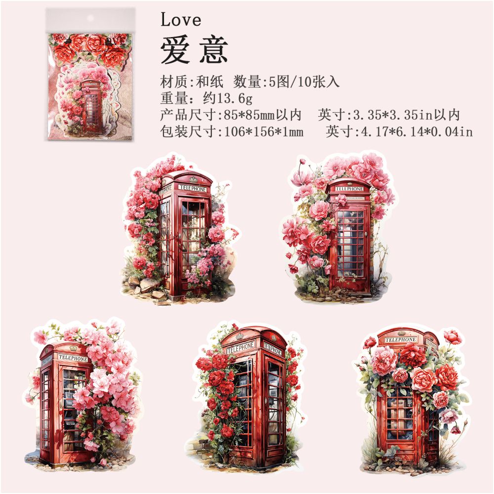 Ancient Forest Flower Season Paper Sticker Pack 4 Styles 10 Pcs