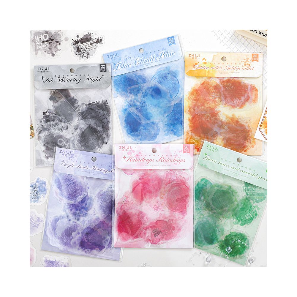 Paper Trace PET White Ink PET Sticker Pack 6 Styles 30 Pcs image 0
