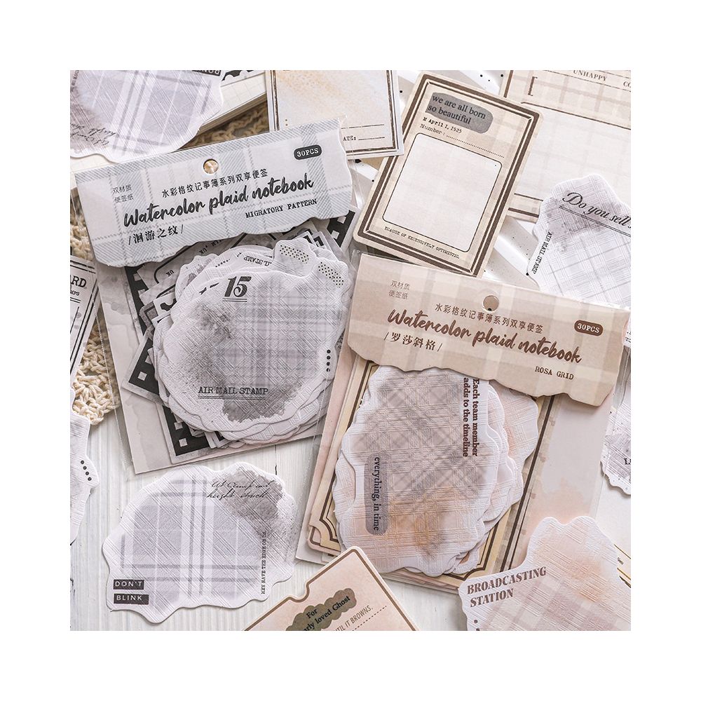 Paper Trace Watercolor Checkered Notebook Series Material Paper 30 Sheets 6 Styles image 0
