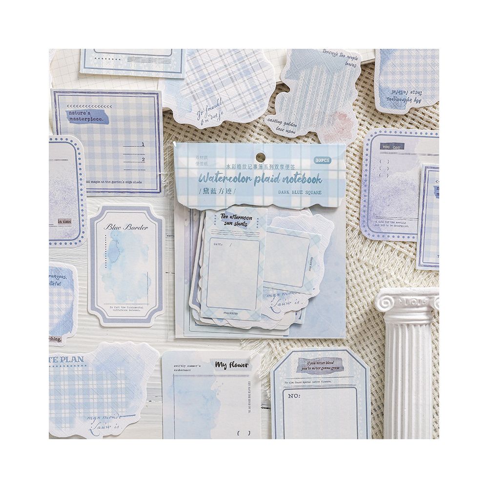 Paper Trace Watercolor Checkered Notebook Series Material Paper 30 Sheets 6 Styles image 1