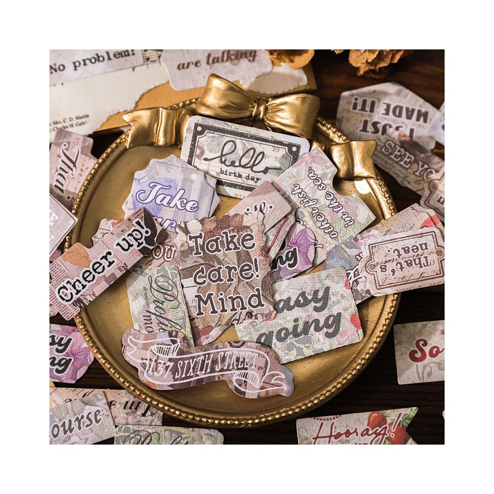 Paper Trace Retro Label Sticker Pack 50 Sheets 6 Styles image 1