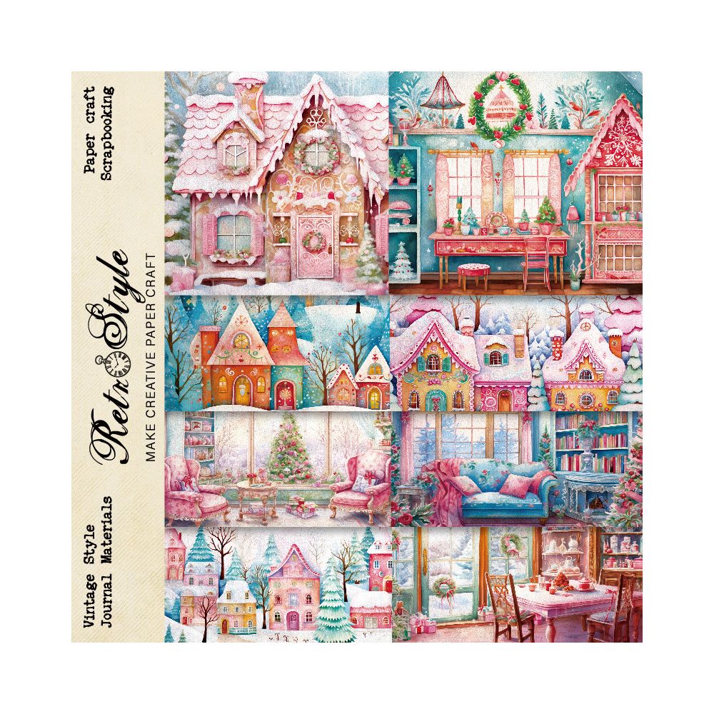 A5 pattern paper 16 sheets Candy Land Winter Theme Material Paper image 2