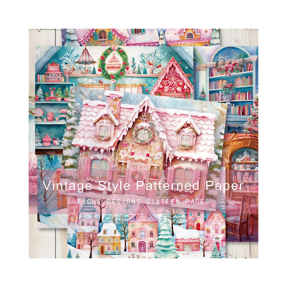 A5 pattern paper 16 sheets Candy Land Winter Theme Material Paper image 3