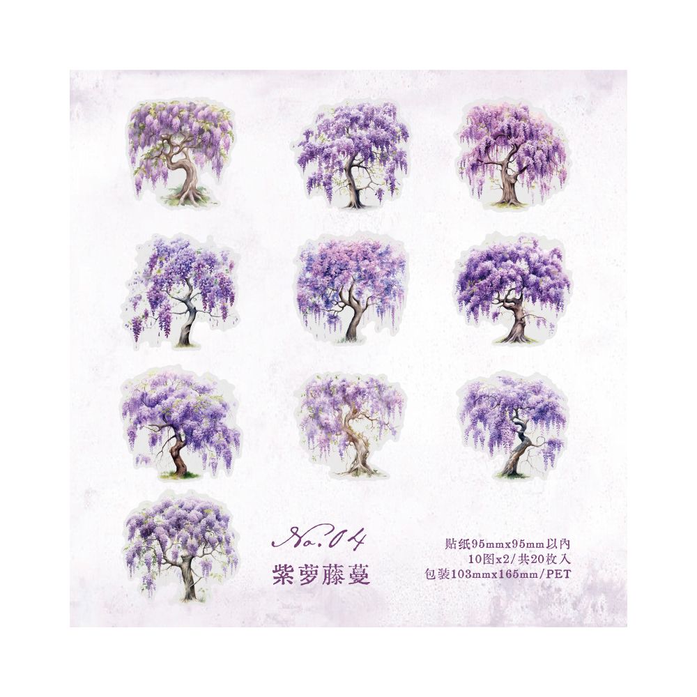 Four Seasons Scenery Series Trees PET Stickers 20 sheets 5 types