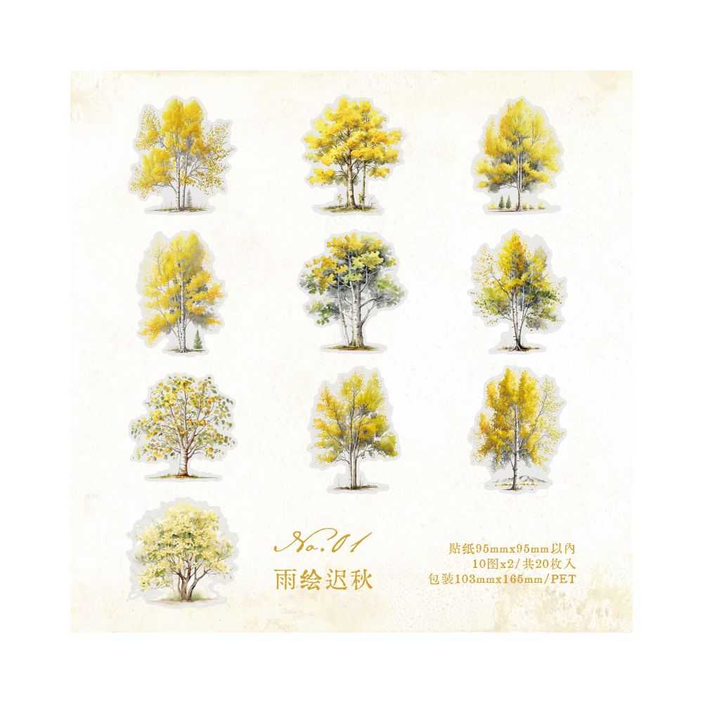 Four Seasons Scenery Series Trees PET Stickers 20 sheets 5 types