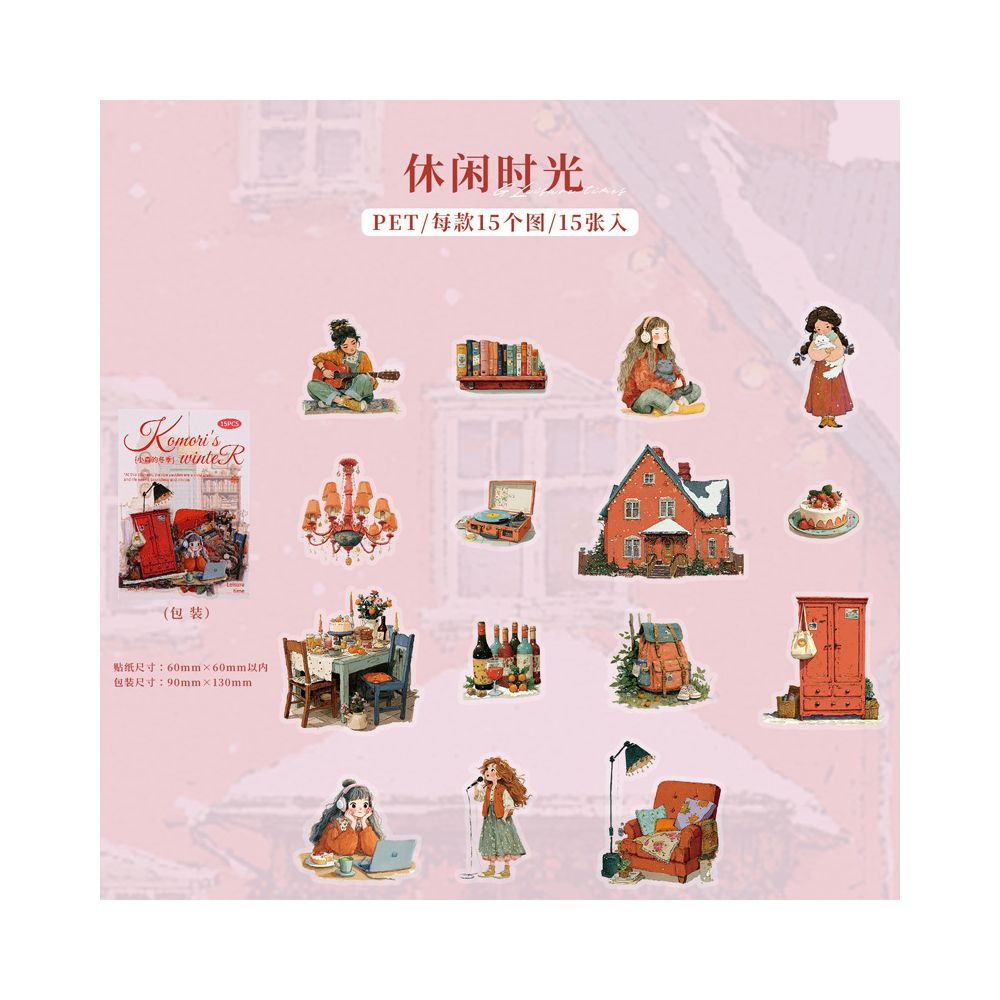 Winter Landscape PET Sticker Pack 6 Types 15 Pcs
