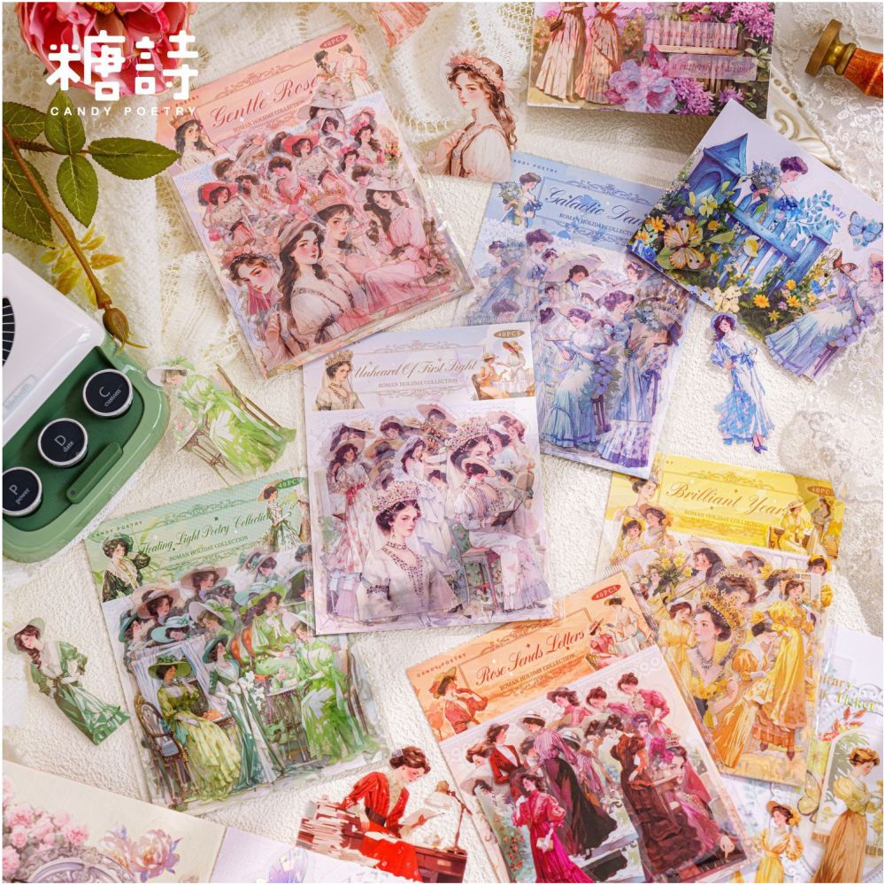 Holiday Series Character PET Stickers 6 Types 40 Pcs image 0
