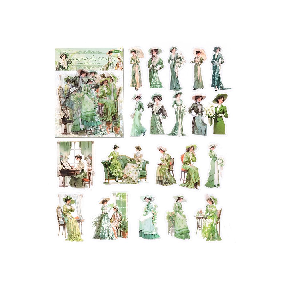 Holiday Series Character PET Stickers 6 Types 40 Pcs image 12