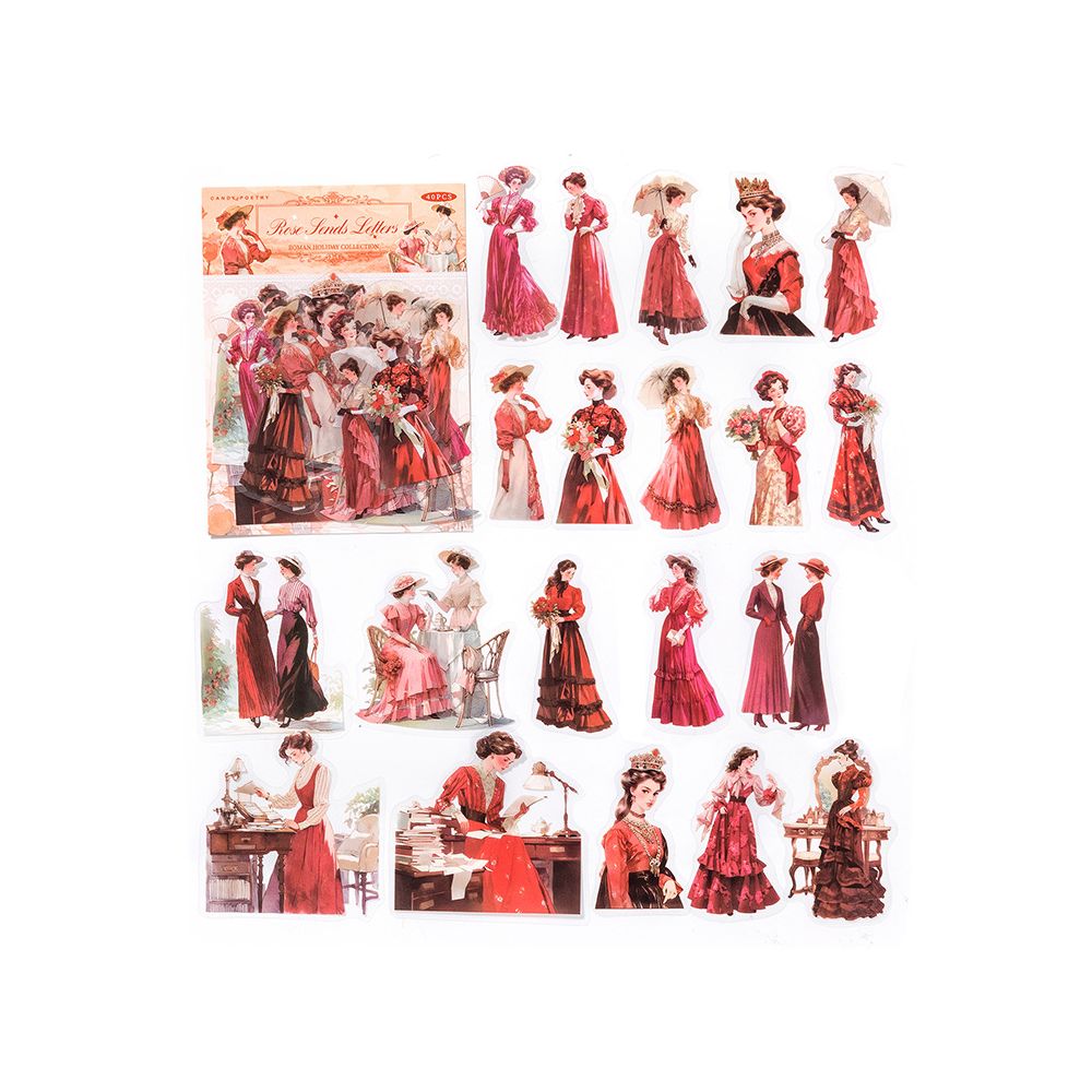 Holiday Series Character PET Stickers 6 Types 40 Pcs