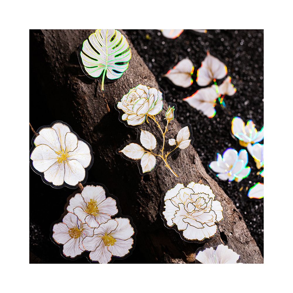 Flower Series Flower Gold stamped Stickers 6 Models 10 Pcs image 3