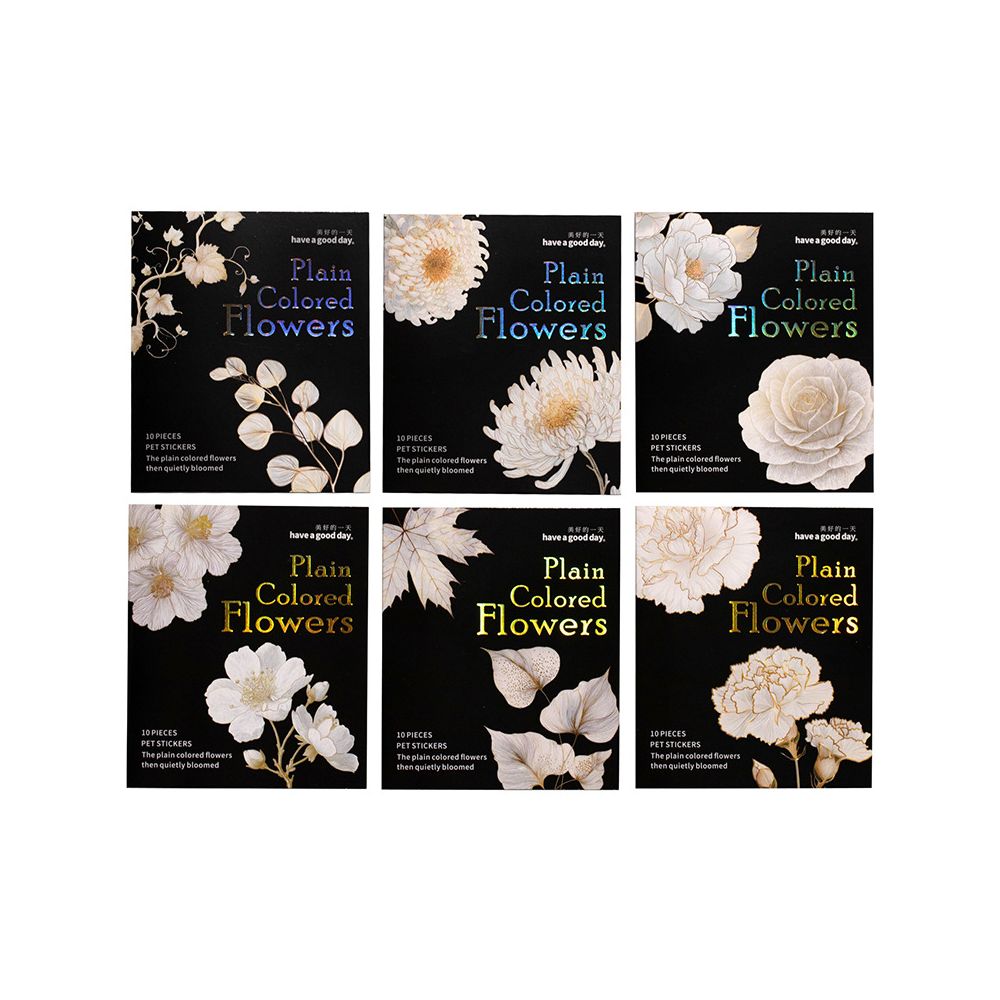 Flower Series Flower Gold stamped Stickers 6 Models 10 Pcs image 5