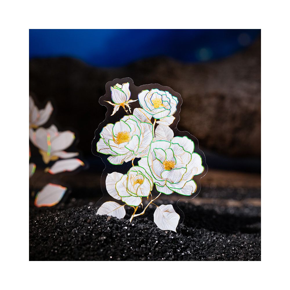Flower Series Flower Gold stamped Stickers 6 Models 10 Pcs image 0