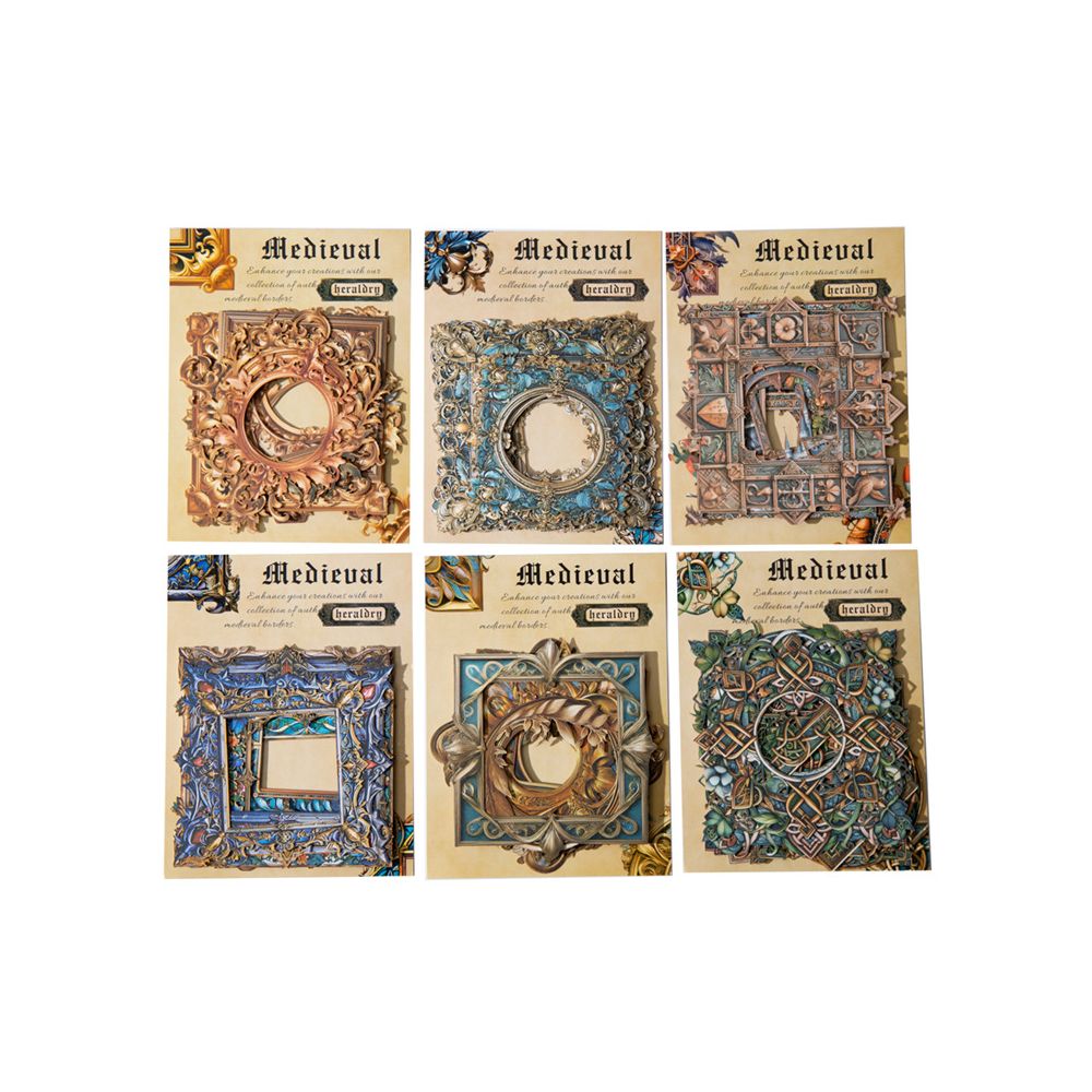 Medieval Series Retro Border Hard Card Stickers 6 Types 10 Pcs image 7