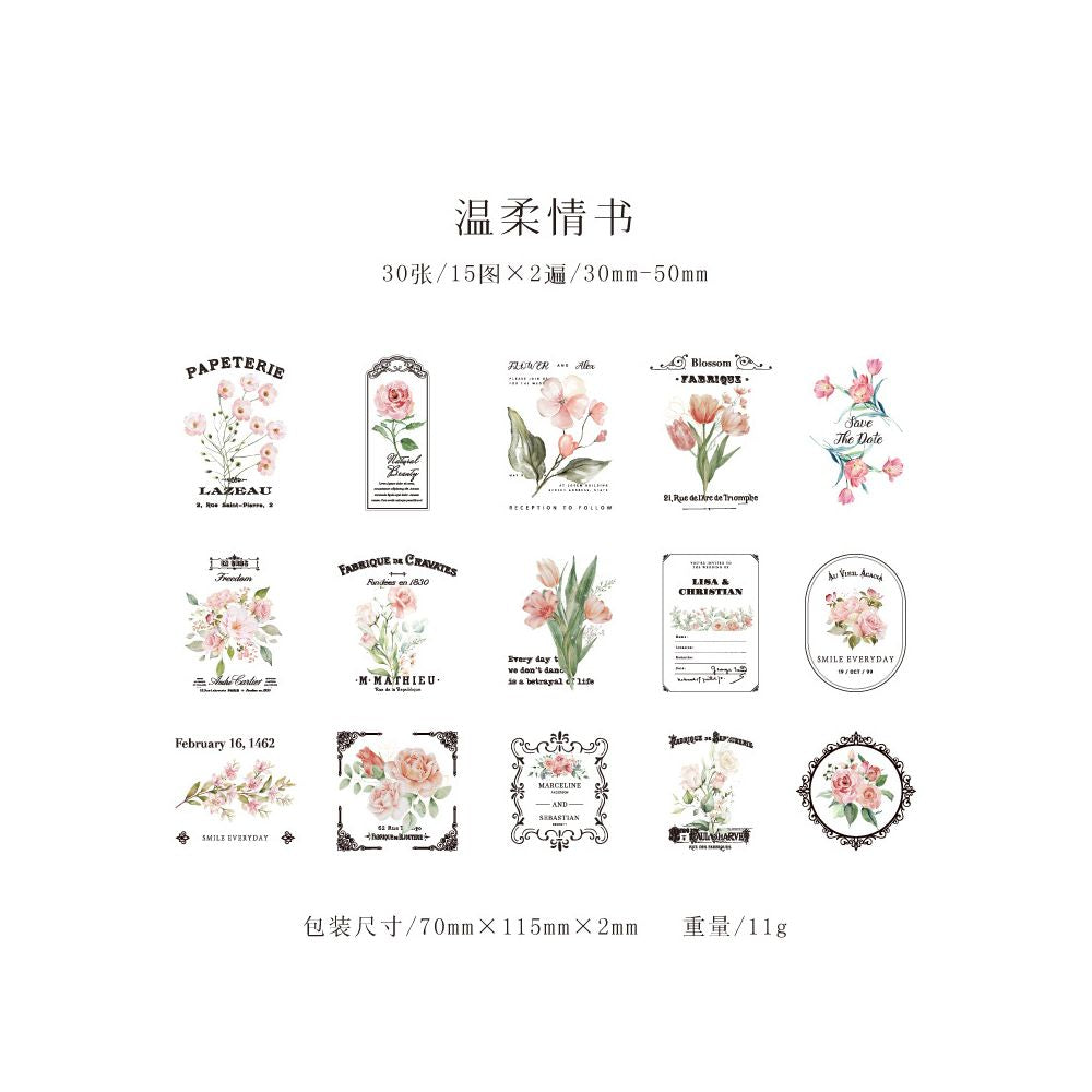 Flower Notebook series PET Sticker Pack 30 sheets 6 Styles image 12