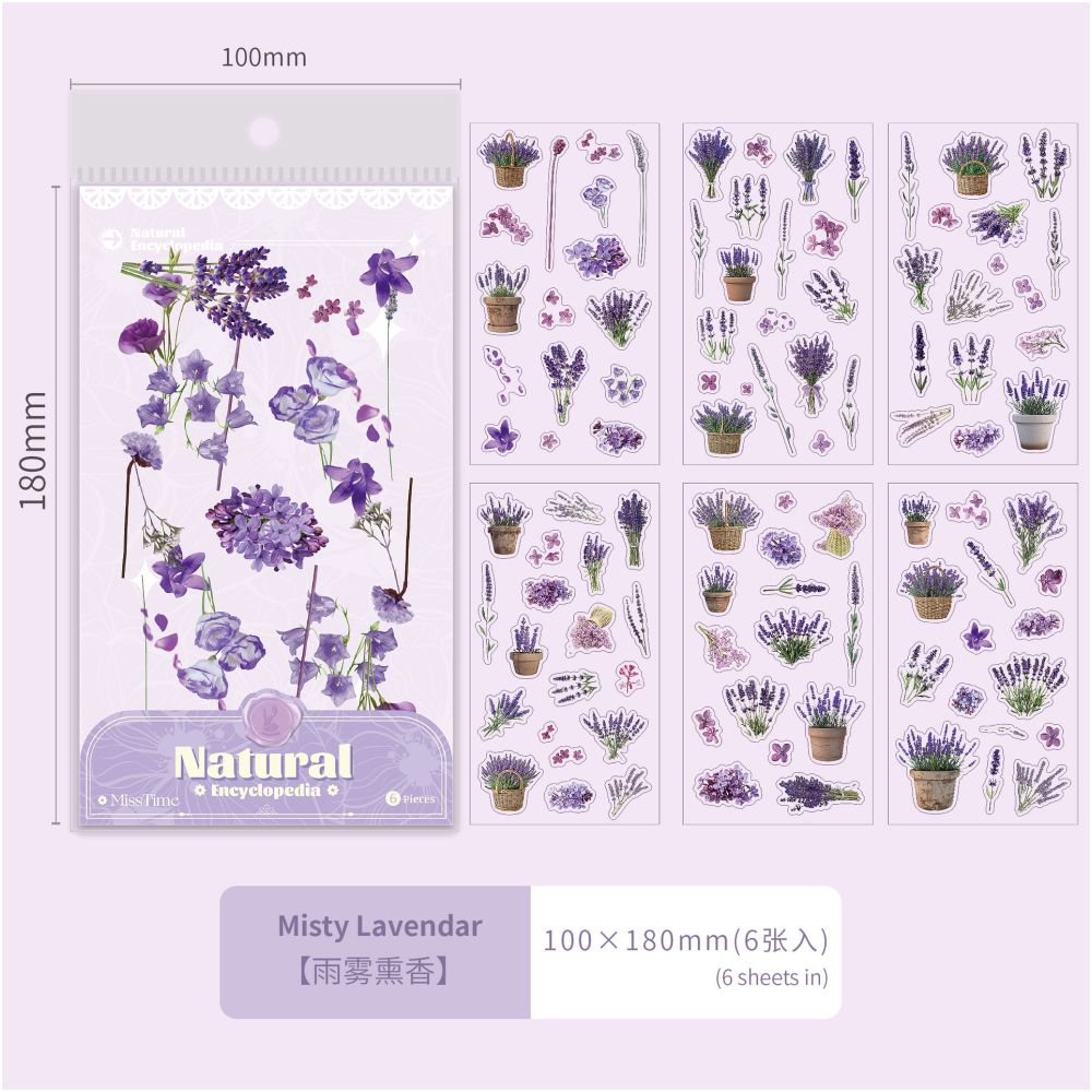Plant series PET Stickers 6 Sheets 6 types
