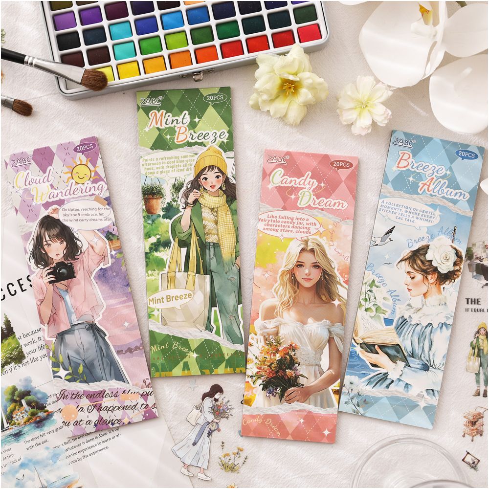 Light Story Character PET Sticker Book 20 Sheets 4 Types image 0