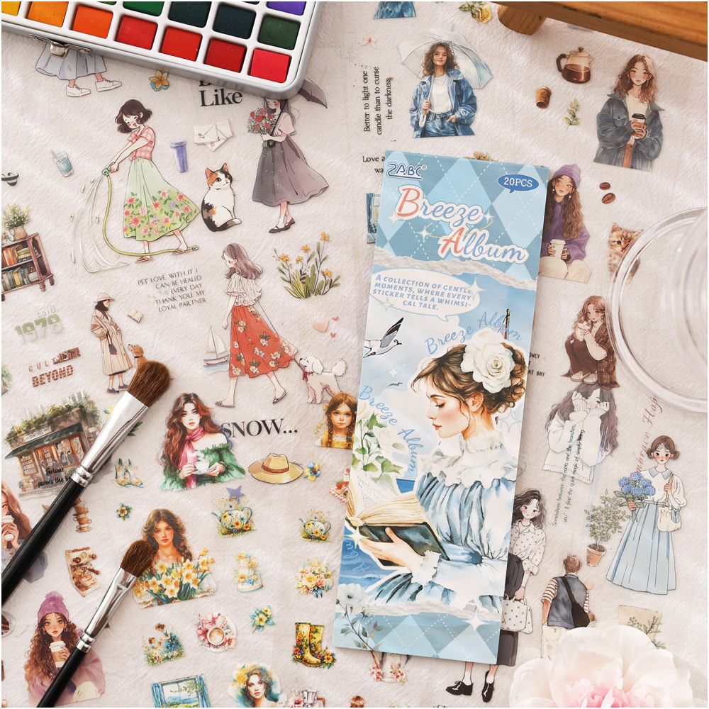 Light Story Character PET Sticker Book 20 Sheets 4 Types image 1