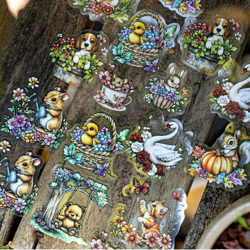 Dusk Garden Series Retro PET Stickers 20 Sheets 6 Styles image 1