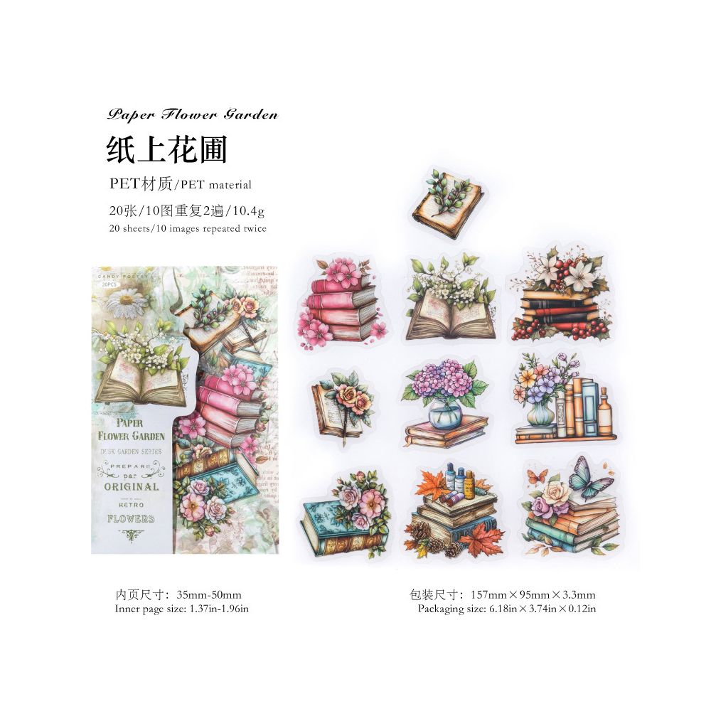 Dusk Garden Series Retro PET Stickers 20 Sheets  6 Styles