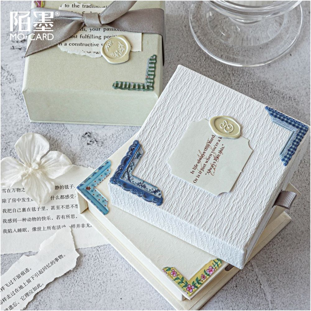 Time Album Series Retro Original Corner Paper Stickers 6 Styles 1 Sheet image 0