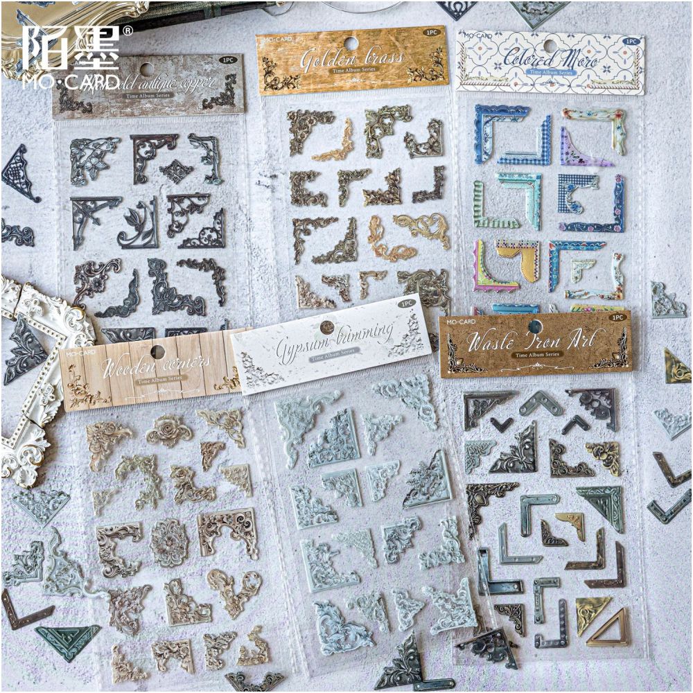 Time Album Series Retro Original Corner Paper Stickers 6 Styles 1 Sheet image 2