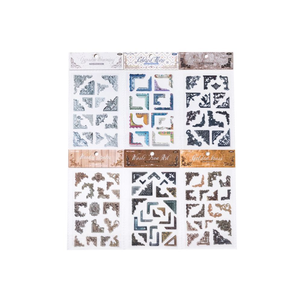 Time Album Series Retro Original Corner Paper Stickers 6 Styles 1 Sheet image 4