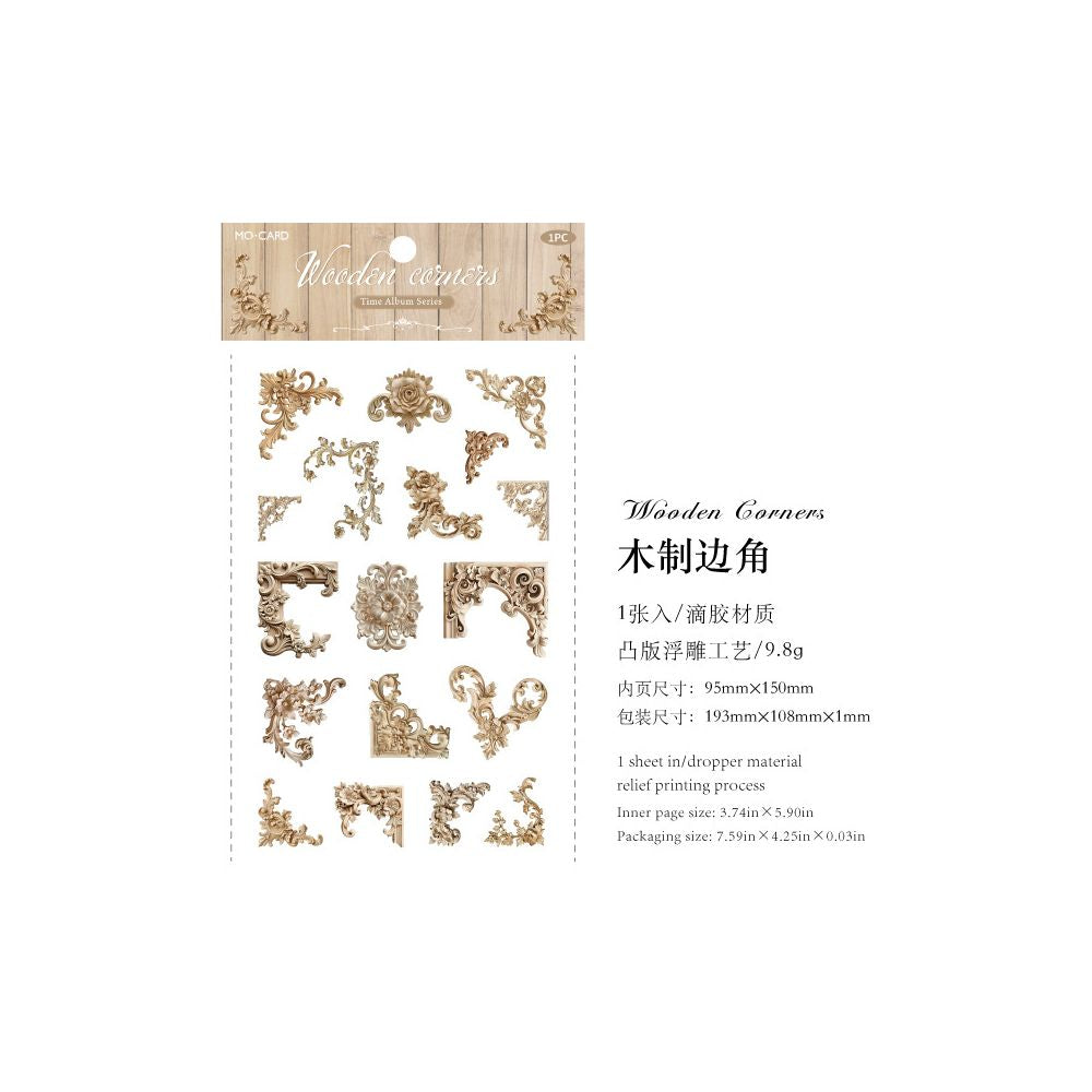 Time Album Series Retro Original Corner Paper Stickers 6 Styles 1 Sheet