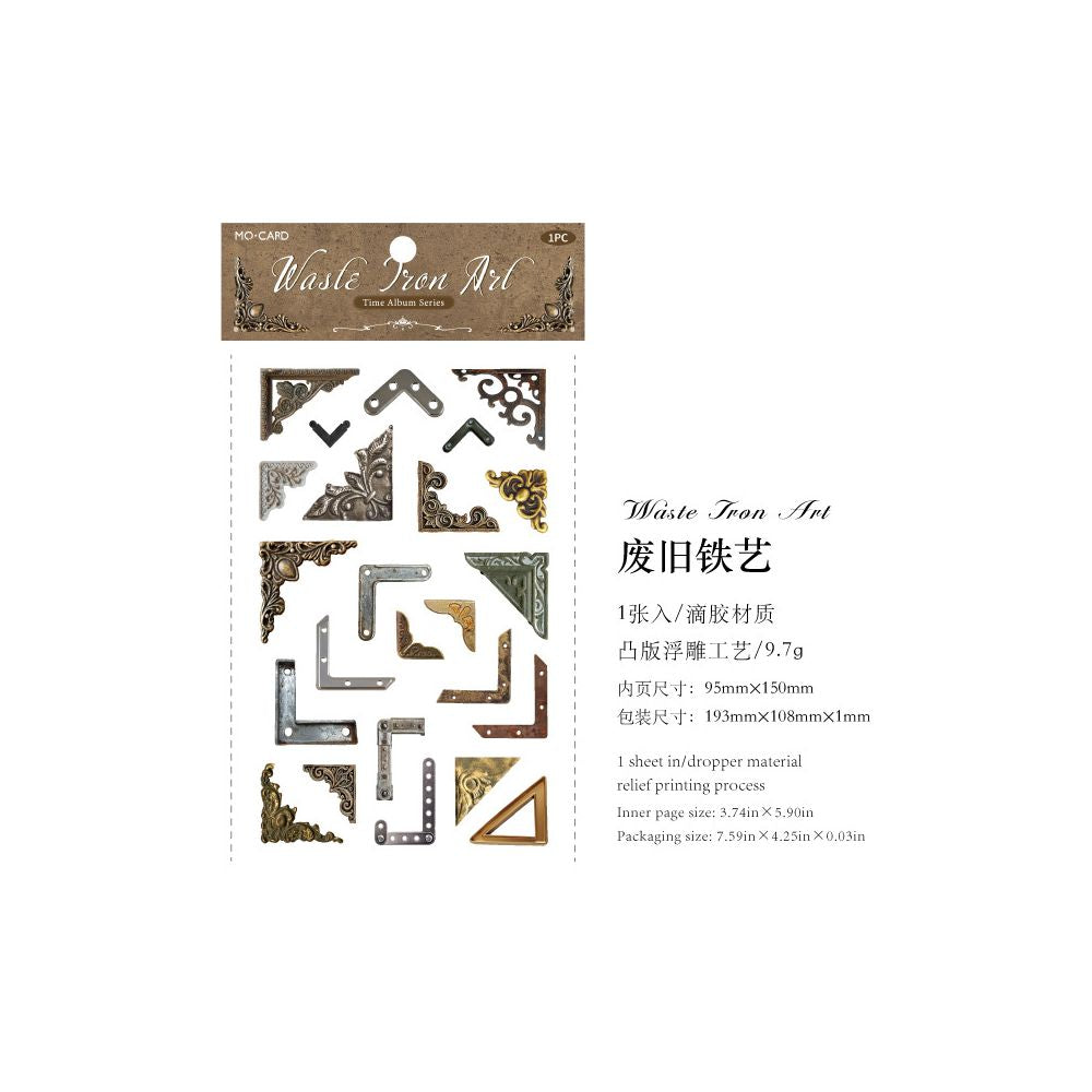 Time Album Series Retro Original Corner Paper Stickers 6 Styles 1 Sheet