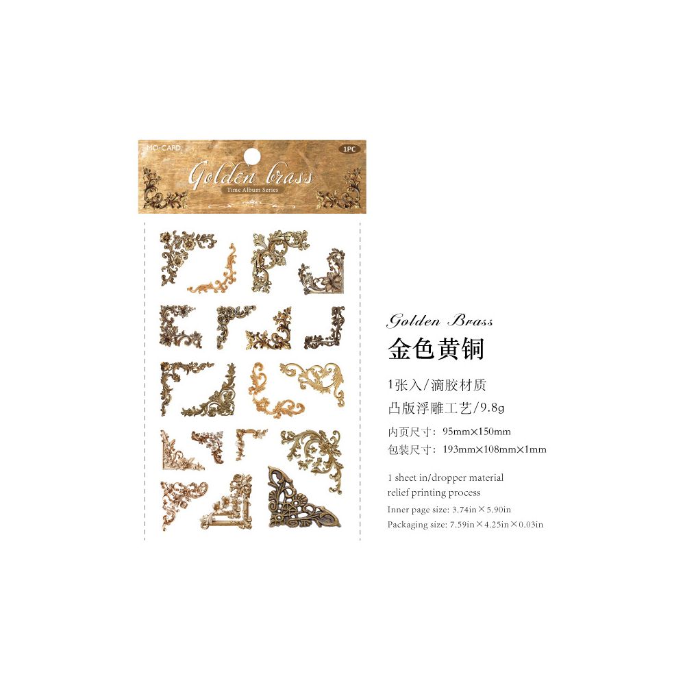 Time Album Series Retro Original Corner Paper Stickers 6 Styles 1 Sheet