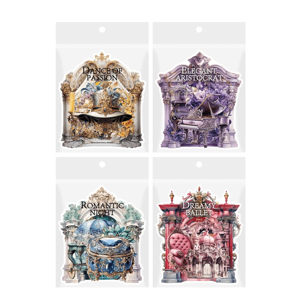Baroque Ball Series PET Stickers 4 Types 30 Pcs image 4