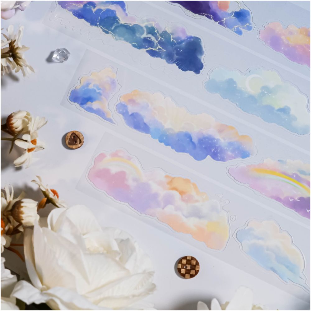 Clouds sunny rainbow PET tape 4,5 cm / 1m image 2