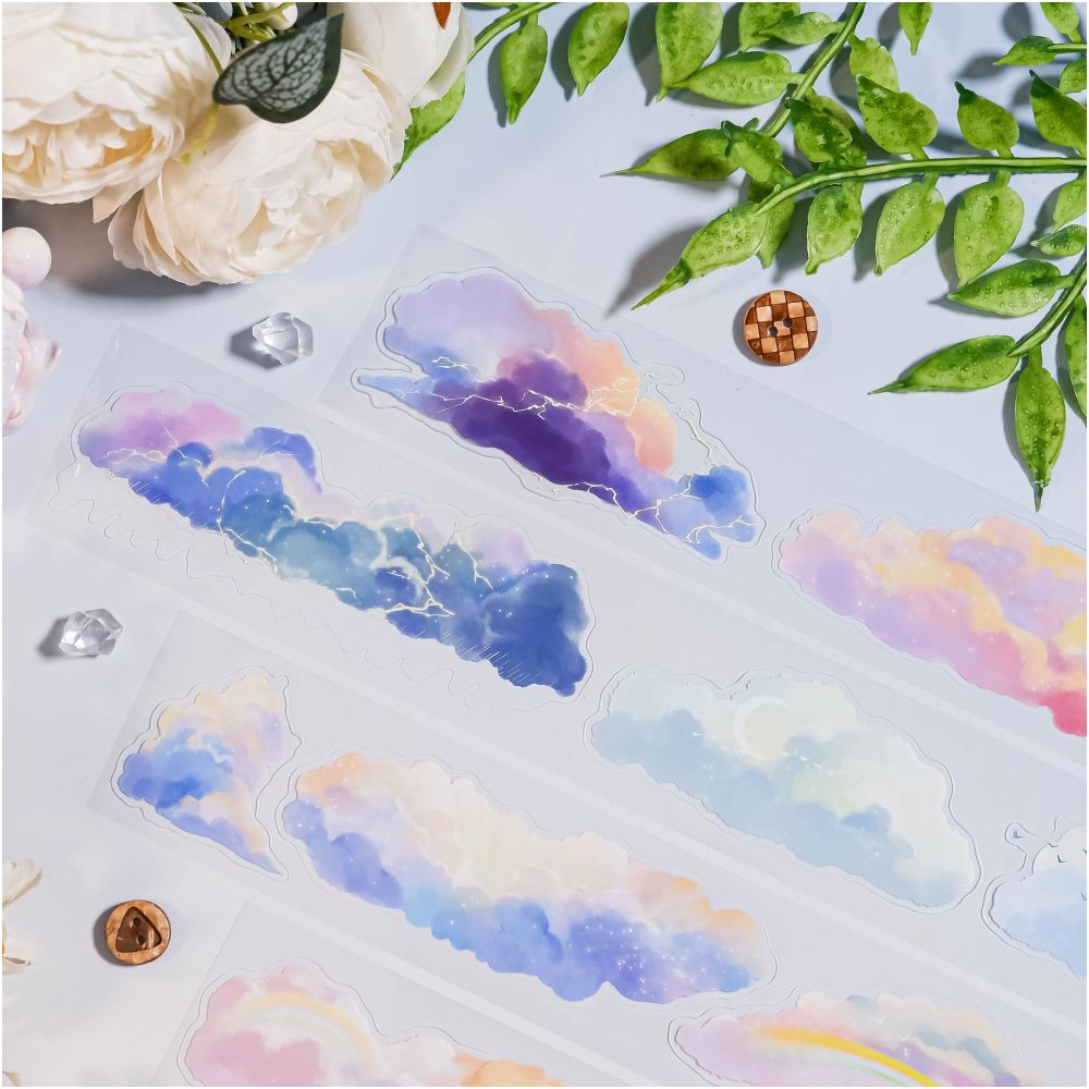 Clouds sunny rainbow PET tape 4,5 cm / 1m image 3