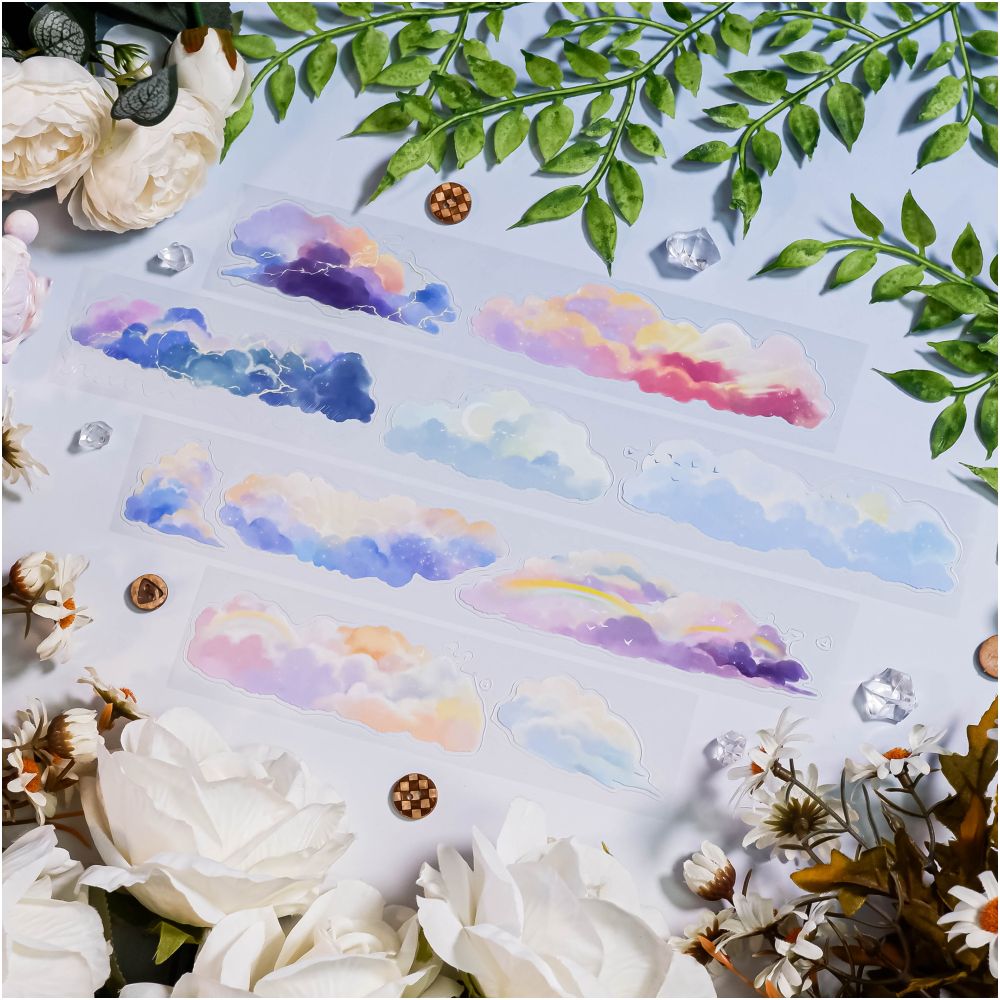 Clouds sunny rainbow PET tape 4,5 cm / 1m image 4