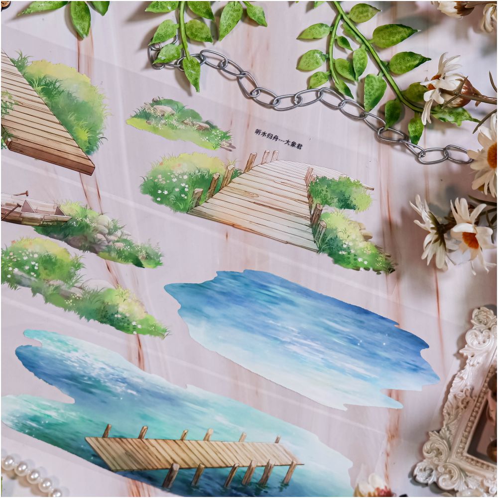 Landscaping lakeside dock modern pastoral PET Tape 6cm / 1m image 0
