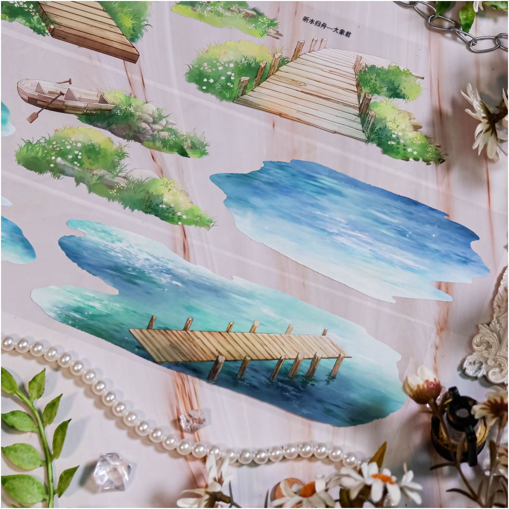 Landscaping lakeside dock modern pastoral PET Tape 6cm / 1m image 1