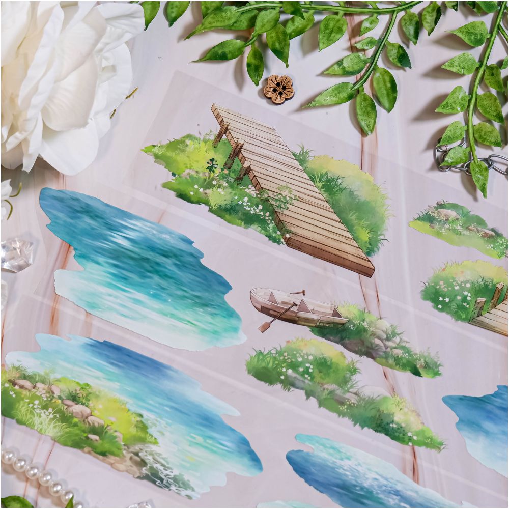 Landscaping lakeside dock modern pastoral PET Tape 6cm / 1m image 2