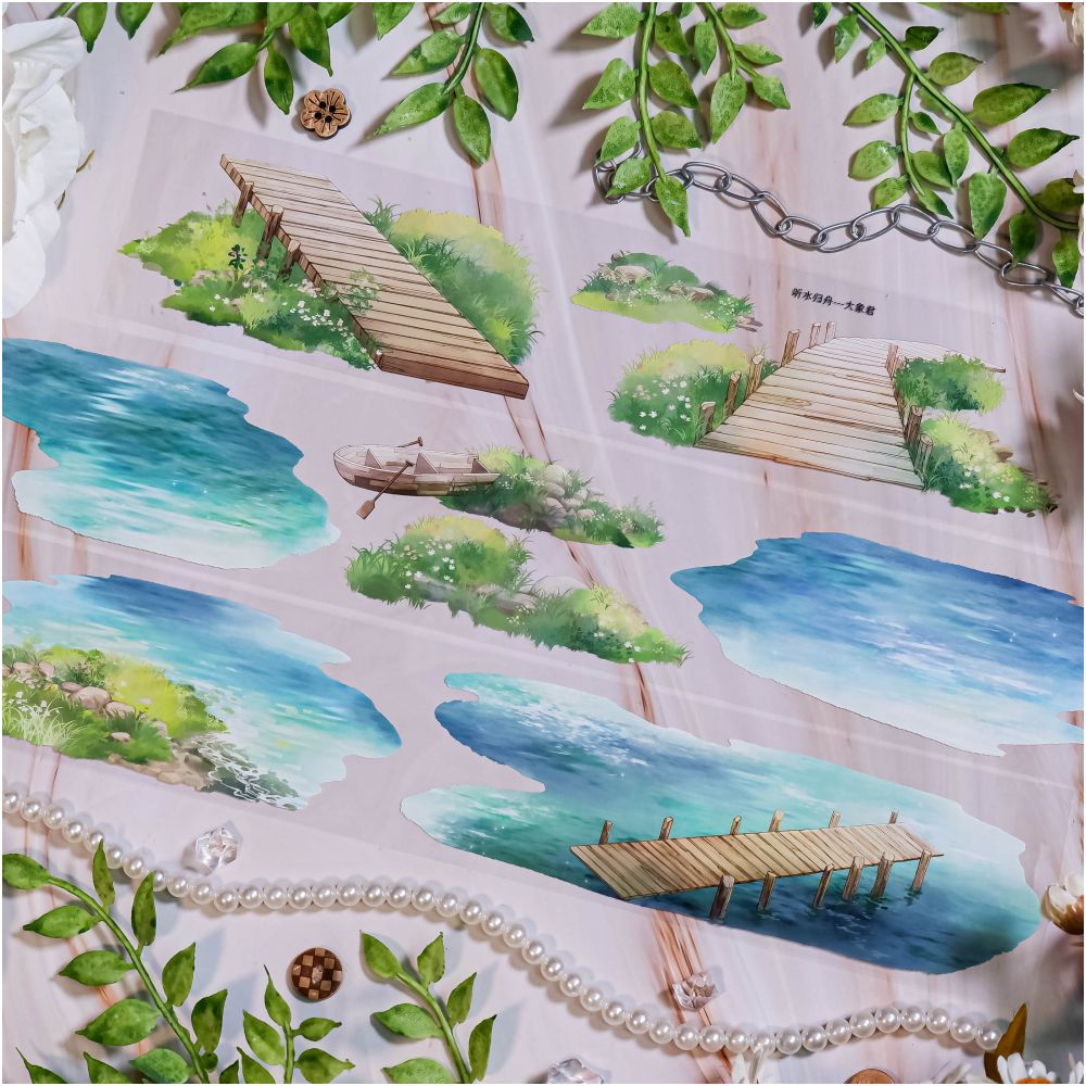 Landscaping lakeside dock modern pastoral PET Tape 6cm / 1m image 3