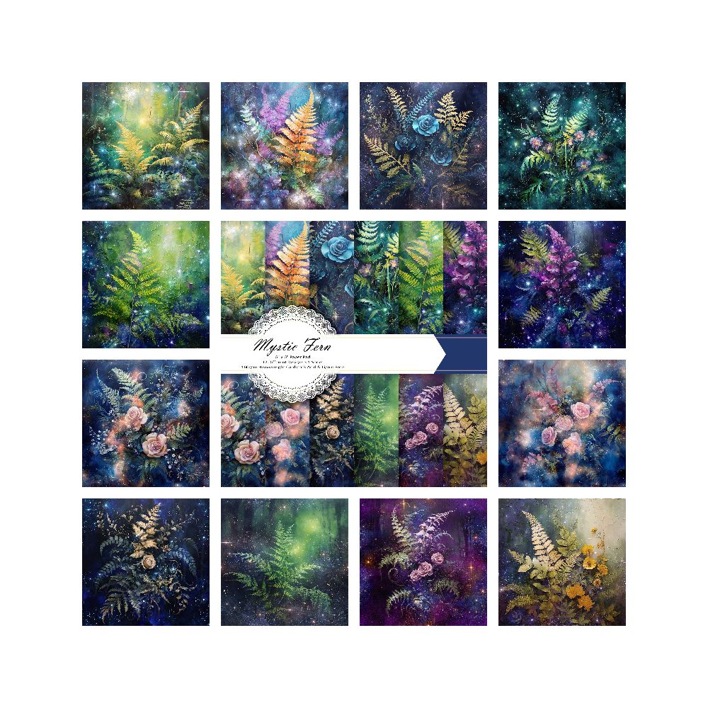 Floral vegetation material paper 24 sheets image 0