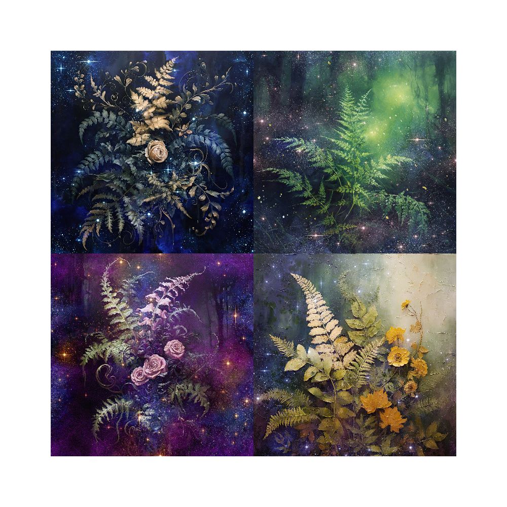 Floral vegetation material paper 24 sheets image 2