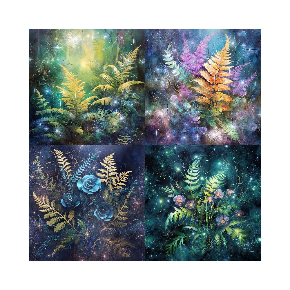 Floral vegetation material paper 24 sheets image 3