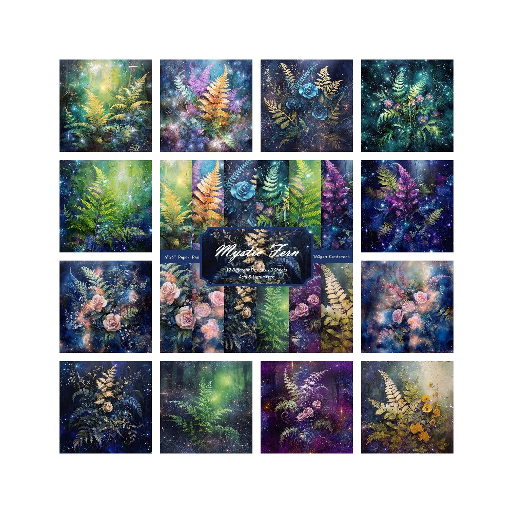 Floral vegetation material paper 24 sheets image 5