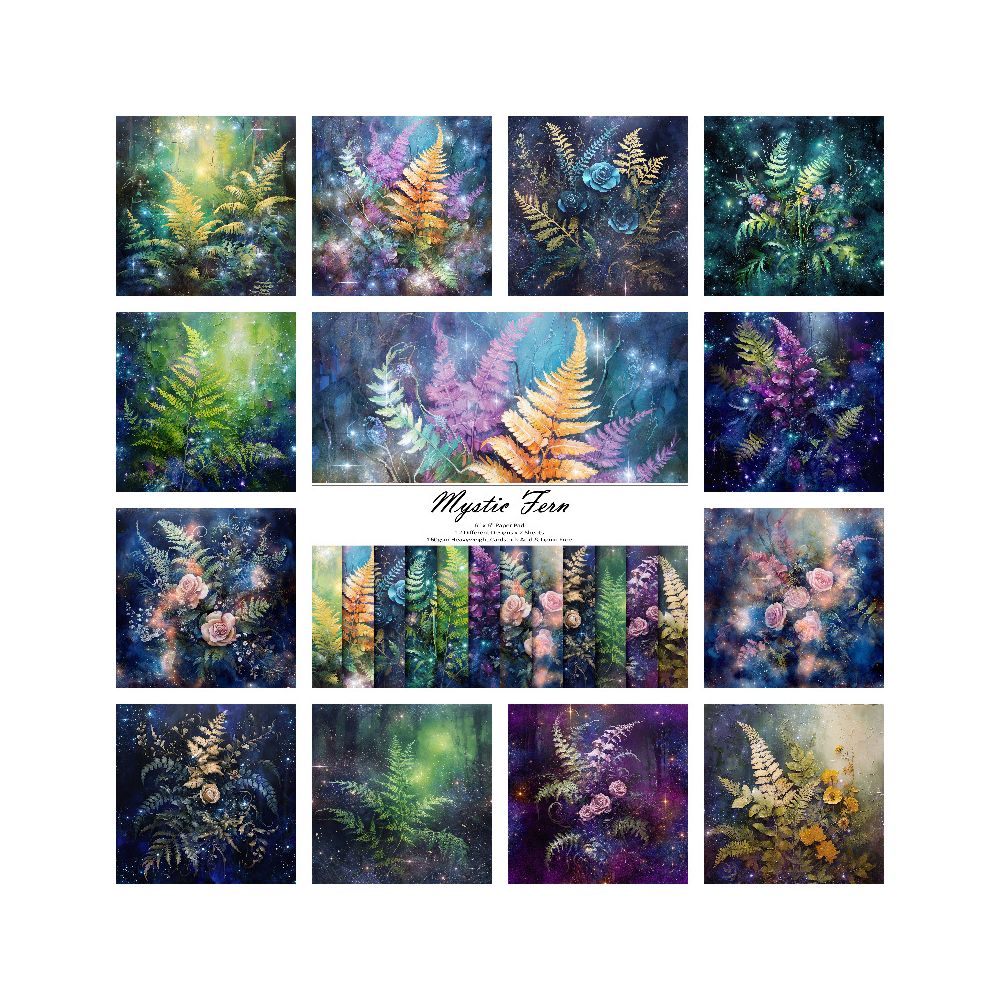 Floral vegetation material paper 24 sheets image 7