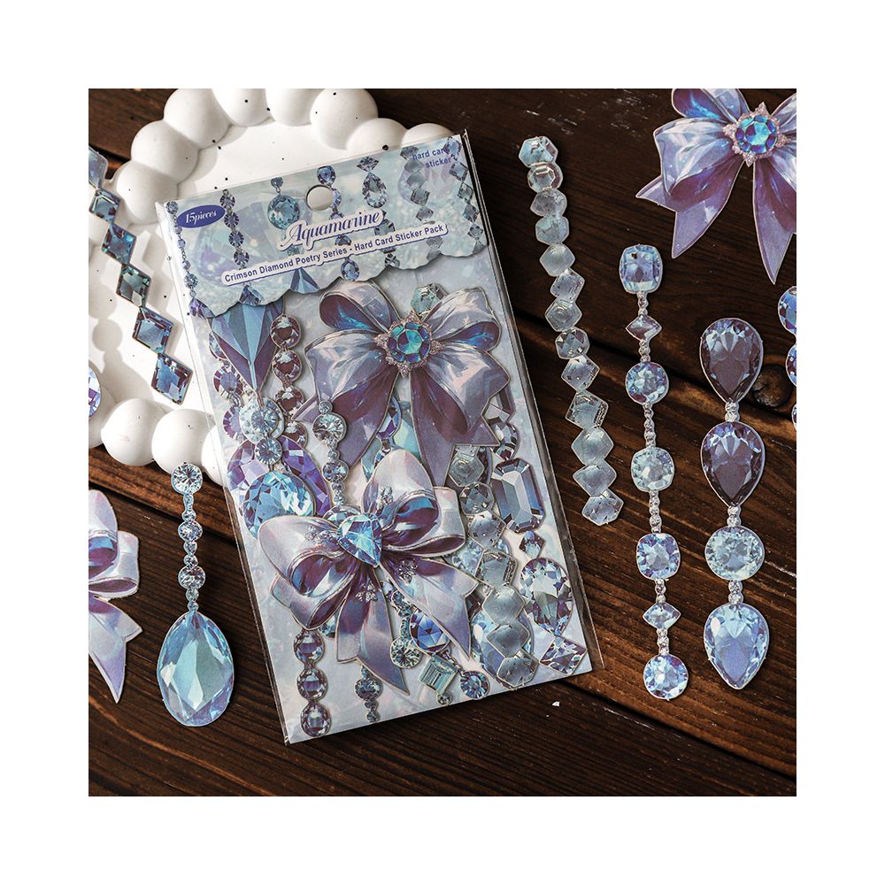 Diamond Poetry Series Hard Card Stickers 6 Models 15 Pcs image 3