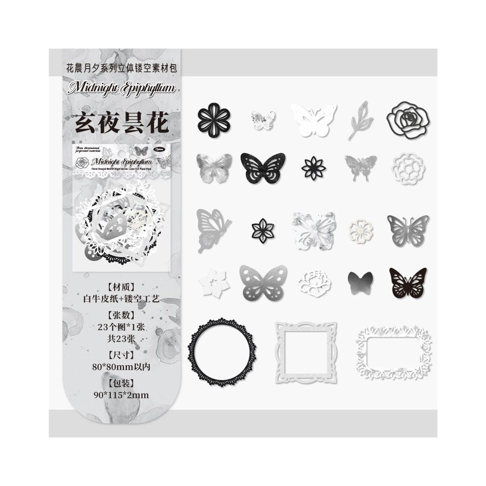 Paper Trace Flower Morning Moon Evening Series Material Pack 23 Sheets 6 Types