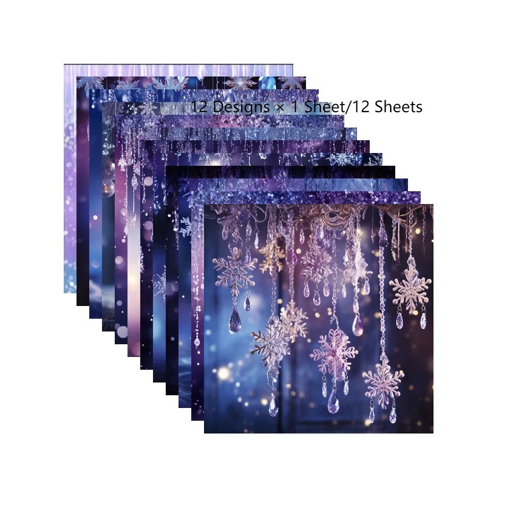 Purple winter background material paper 24 Sheets image 3