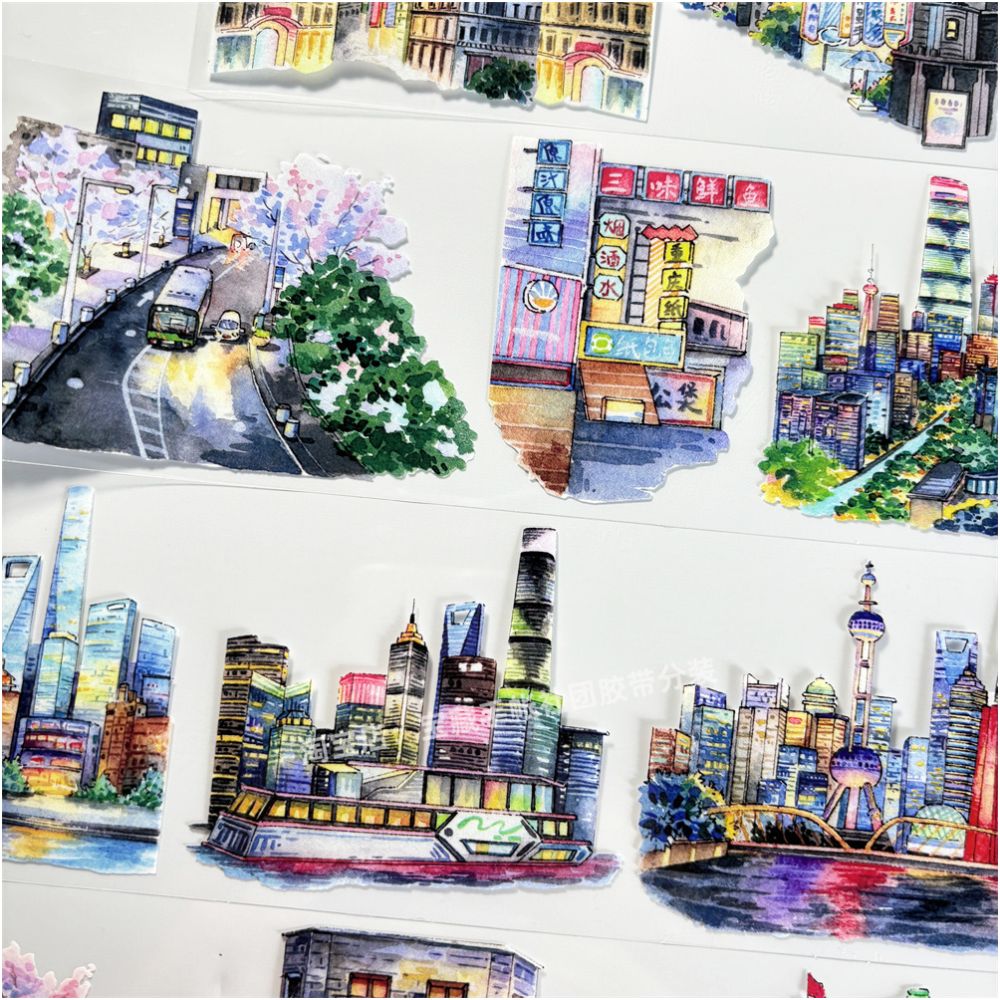 Urban series ancient style PET tape 7cm 1m image 0